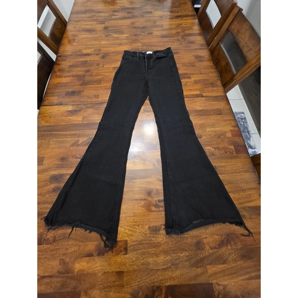 Vervet Los Angeles Women's Button Fly Super Flared Jeans Size 27 Stretchy Y2k